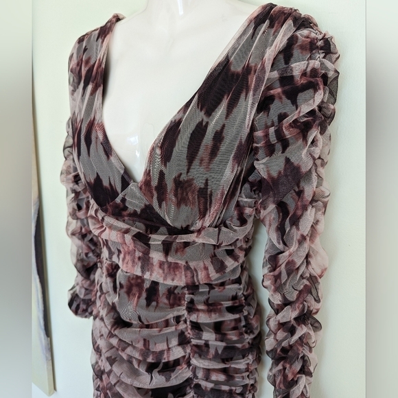 ZARA ruched printed mini dress Large - Picture 7 of 16